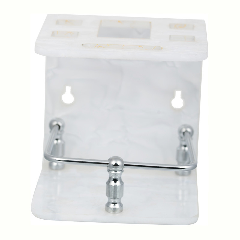 stimulus STIMULUS TOOTH BRUSH HOLDER WITH MARBLE WHITE COLOUR AND SS REALING Acrylic Toothbrush Holder(White, Wall Mount)