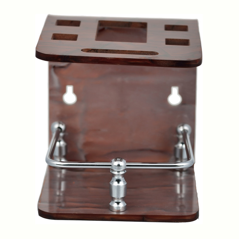 stimulus STIMULUS TOOTH BRUSH HOLDER WITH MARBLE BROWN COLOUR AND SS REALING Acrylic Toothbrush Holder(Brown, Wall Mount)
