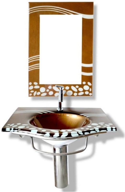 HIMANS Himans Copper Brown glass wash basin 15x18 inch Thikness 12mm .comes with 5 year color warranty & best quality of glass. ( model no : 008) WB1922 Wall Hung Basin(blue)