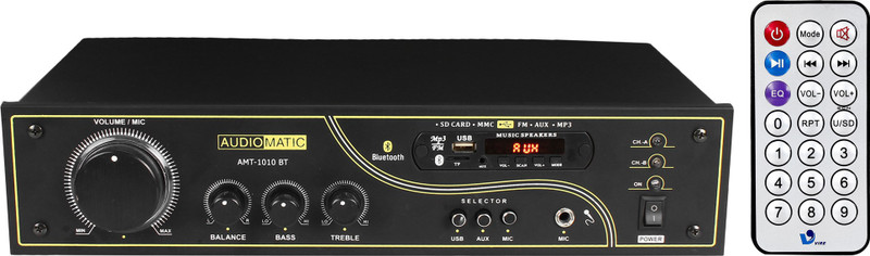 AudioMatic AMT-1010BT 4 Channel Stereo Amplifier with Bluetooth, USB Player 16000 W AV Control Amplifier(Black)