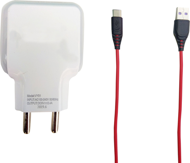 coverplay 2.4A TYPE C DUAL SLOT fast charger REDMI Mobile Charger(White, Cable Included)