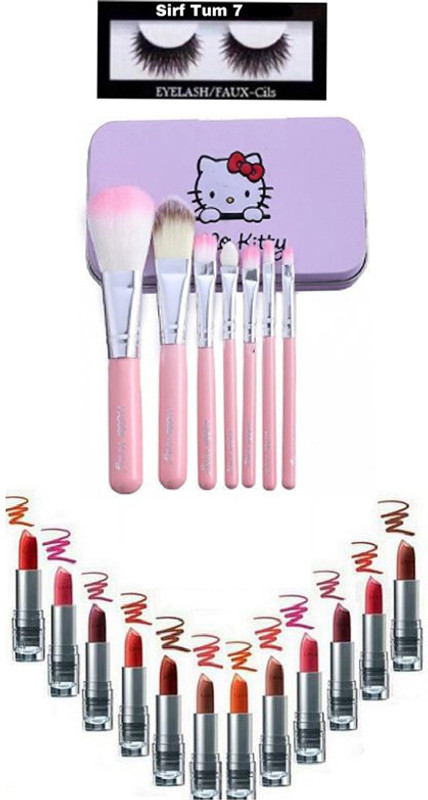 sirf tum 7 COMBO 12 pcs matte lipstick with 7 pcs brush ,eyelash set 20(Set of 20)