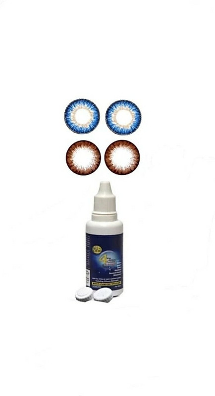 luckshine Disposable Monthly Eye Contect Lens, Zero Power with Starter Kit Monthly(0, Colored Contact Lenses, Pack of 2)