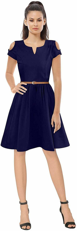 desire creation Women Skater Blue Dress