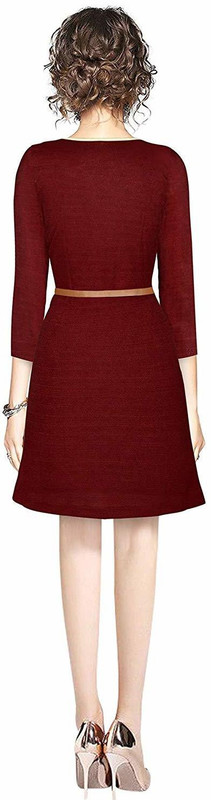 desire creation Women Skater Maroon Dress