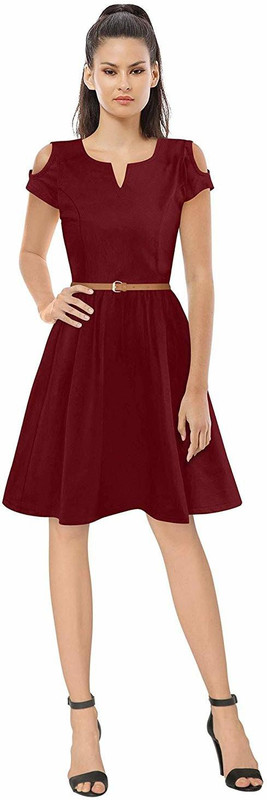desire creation Women Skater Maroon Dress
