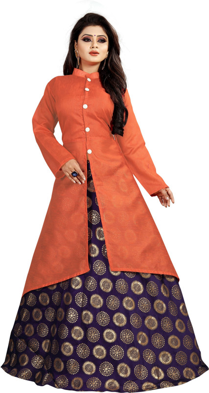 fastvilla Art Silk Self Design Gown/Anarkali Kurta & Bottom Material(Semi Stitched)
