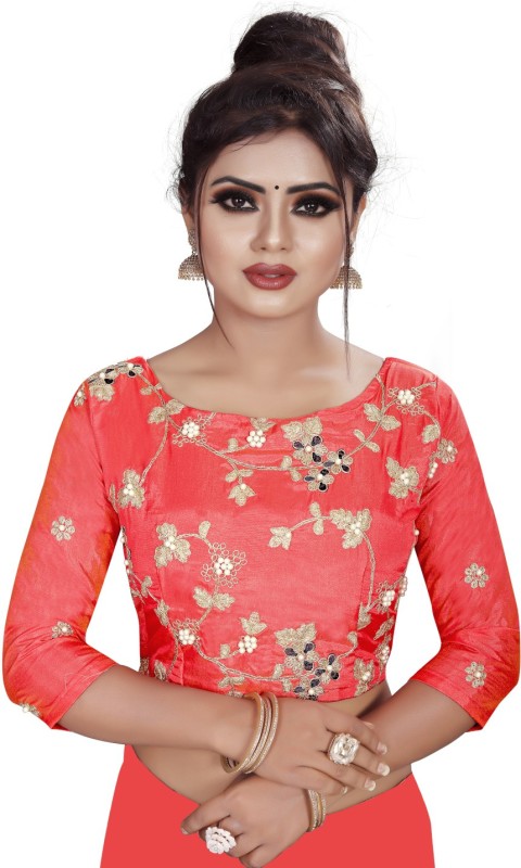 Kalapy Fashion Art Silk Embroidered Blouse Material(Unstitched)