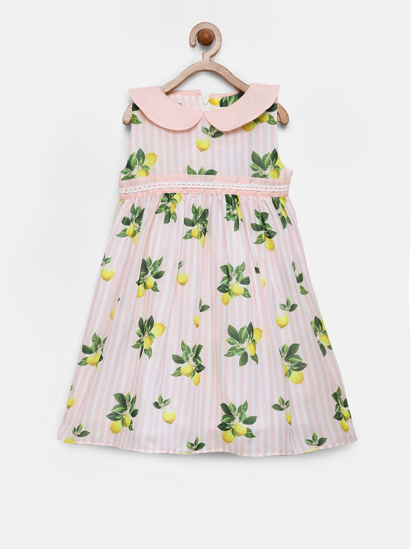 mini miao Girls Midi/Knee Length Party Dress(Pink, Sleeveless)