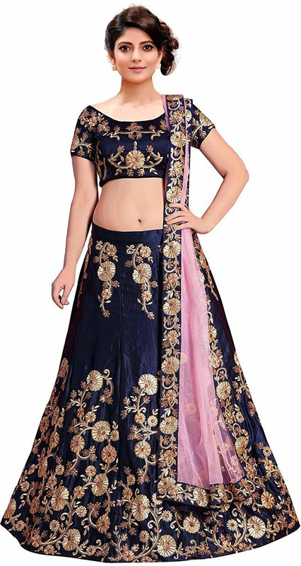 sriddhi fashion Embroidered Semi Stitched Ghagra, Choli, Dupatta Set(Blue)