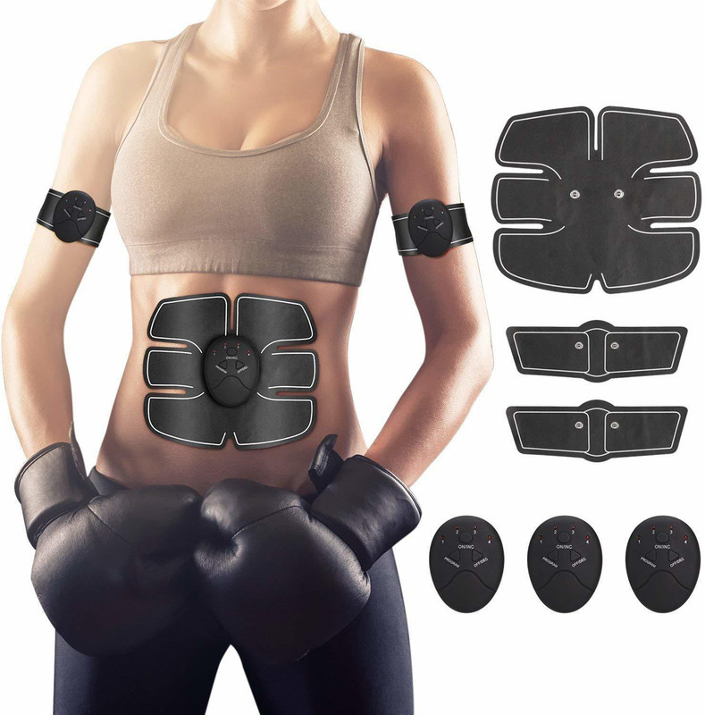 clomana Adjustable Mobile Gym | Muscle Exerciser Trainer Smart ABS Stimulator Vibrating Slimming Belt(Black)