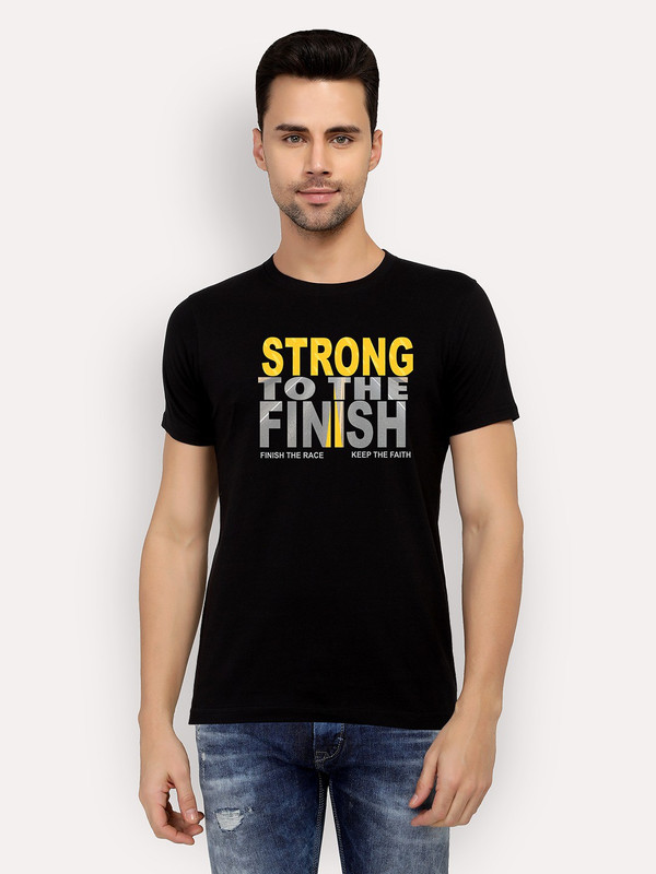 two tribes Printed Men Round Neck Black T-Shirt
