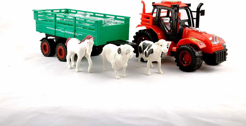 piggie Farmer Friction Super Tractor with Real Looking 3 Pcs Animal Trolley Toy for Kids(Pigge)
