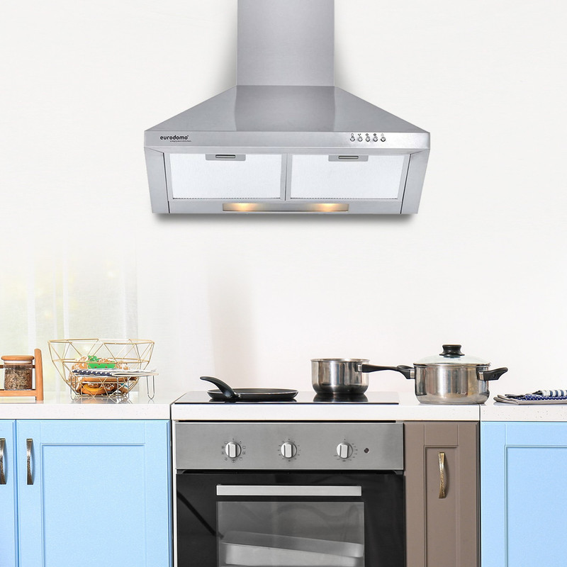 Eurodomo HOOD SAPPHIRE PB SS 60 Wall Mounted Chimney(Stainless Steel 850 CMH)