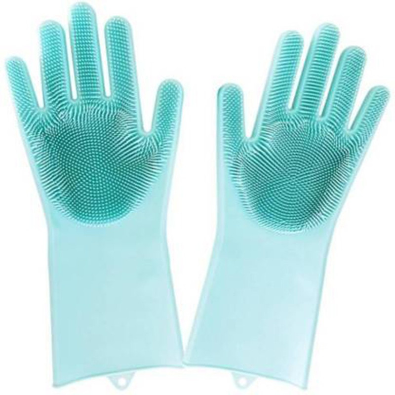 zexmon Silicone Scrub Cleaning Gloves with Scrubber for Dishwashing, Plate washing, Sofa cleaning, Toilet Cleaning Wet and Dry Glove(Free Size)