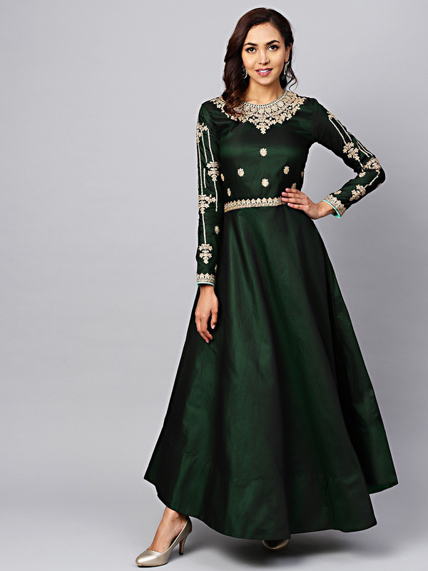 Buy Chhabra 555 Flared A line Gown Green Online at desertcartZimbabwe