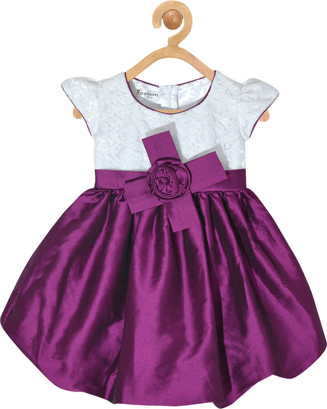 supa apparel Girls Midi/Knee Length Party Dress(Purple, Cap Sleeve)
