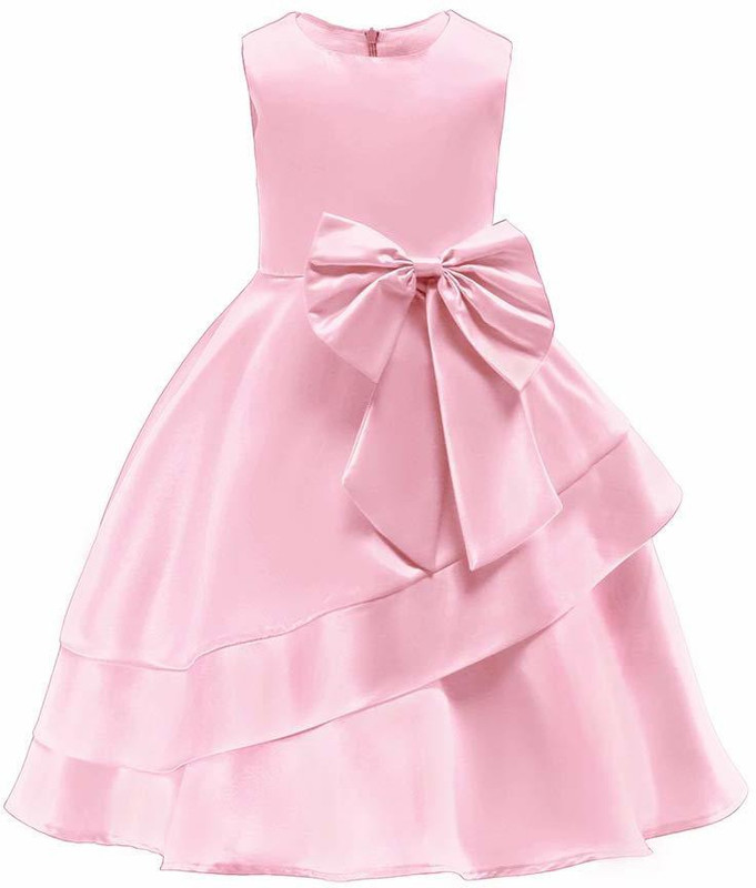 argha apparel Girls Midi/Knee Length Party Dress(Pink, Sleeveless)
