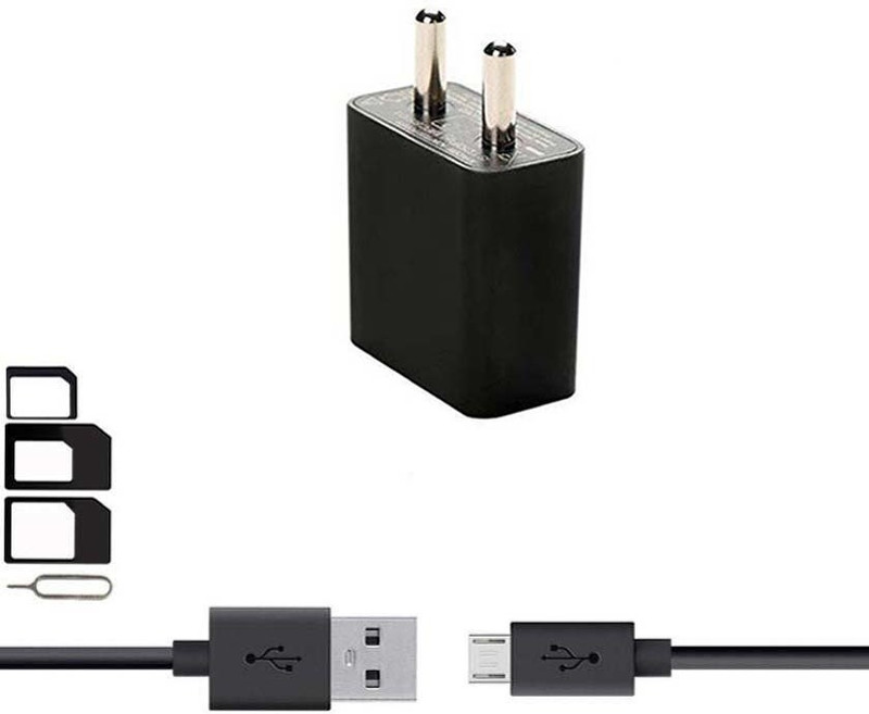 UrCart Wall Charger Accessory Combo for OnePlus 7 Pro, 6T, OPPO F9 Pro, F11 Pro, Redmi Y3, Vivo V15, M10, M20, M30, M40, R17, Realme U1, Realme 2 Pro, Realme 3, Redmi 6 Pro, A, 5A, Mi A2, Redmi 7 Charger With 1 Meter Micro USB Charging Data Cable And SIM Adapter(Black)