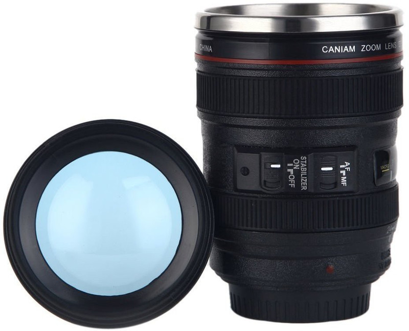 shoppion Camera Lens DSLR Coffee Drinks Leakproof Stainless Steel Stainless Steel Mug(400 ml)