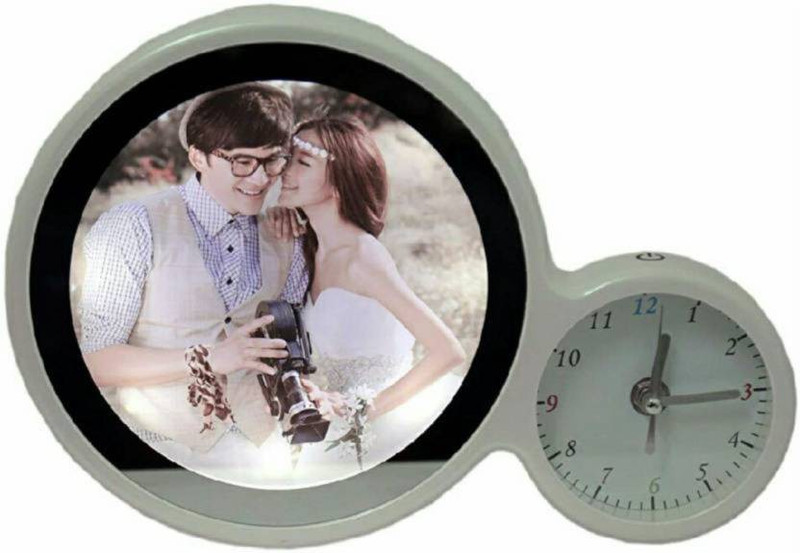 SALEOFF Photo Frame With Clock 6 inch Mirror Frame With Clock 6 inch Mirror(128 MB, White)