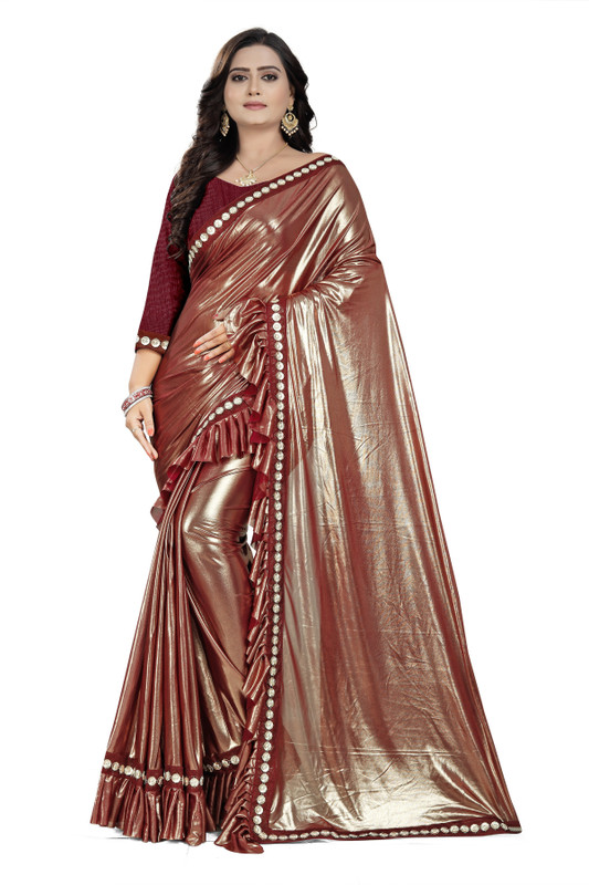 parth sarees Solid Fashion Lycra Blend Saree(Maroon)