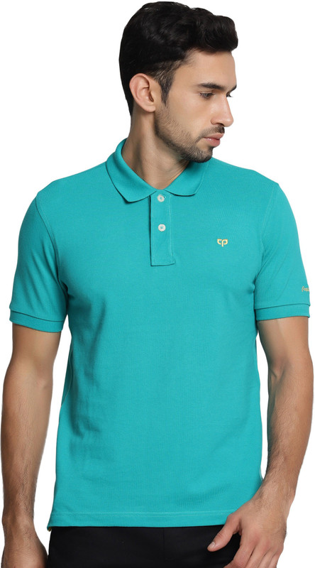 peeppal Solid Men Polo Neck Green T-Shirt