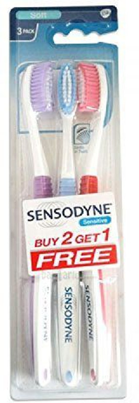 SENSODYNE Sensitive Plastic Toothbrush (22.9 x 7 x 2.2 cm, 63.5gm)- Soft Toothbrush(Pack of 3)