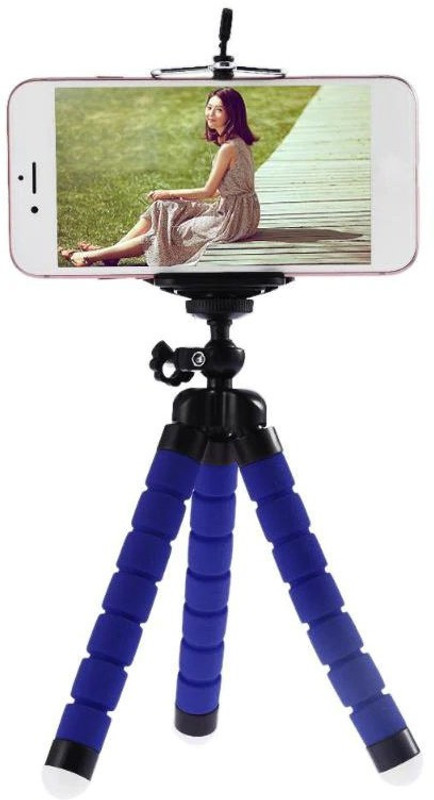m s megaslim Best Quality Foldable Adjustable Flexible Sponge Tripod(Blue, Supports Up to 1000 g)