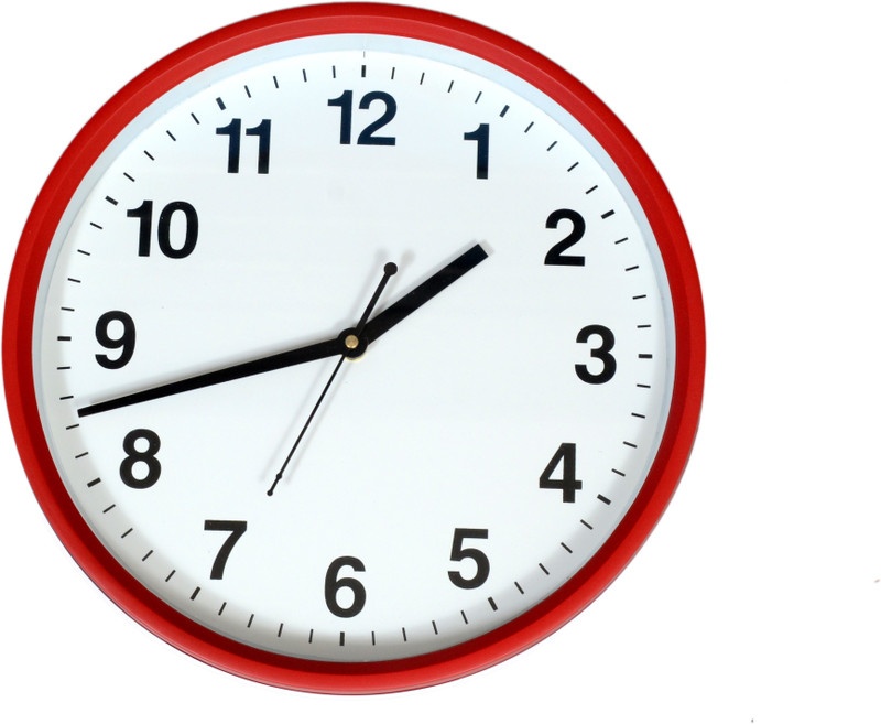 wall clock Analog 27 cm X 27 cm Wall Clock(Red, White, With Glass)