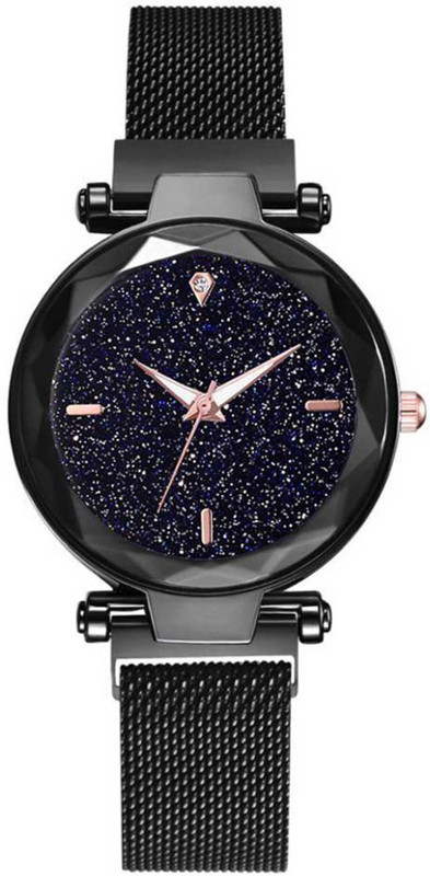 rm creation Luxury Mesh Magnet Buckle Starry sky Quartz Watches Magnet Belt with Diamond Cut Glass for girls Analog Watch  - For Women