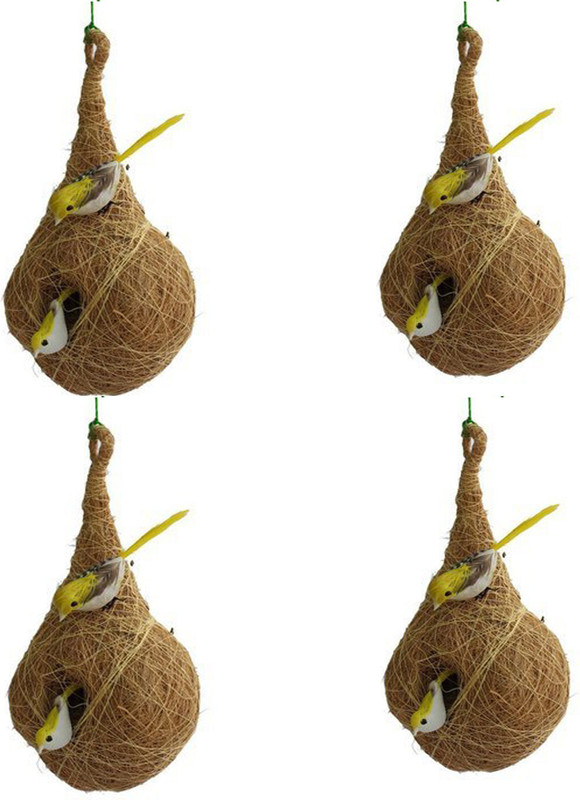 JUGNOO Organic BIRD NEST SET OF FOUR purely made by bird building technique Bird House (Hanging, Wall Mounting, Tree Mounting, Free Standing) Bird House Bird House(Hanging)