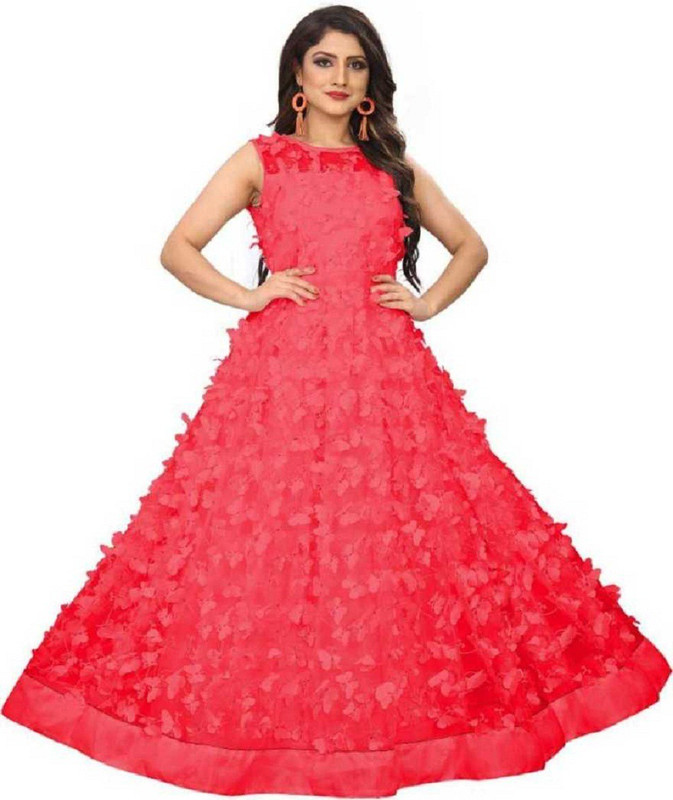 shree sai fashion Anarkali Gown(Red)
