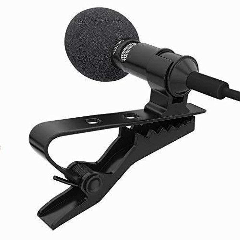 ShopAis 3.5mm Clip Microphone Collar Mike for Voice Recording Recording(Black)