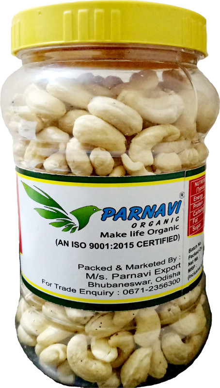 parnavi organic Dried Cashew (Sudh Kaju) in Plastic Bottle with seal) Cashews(500 g)