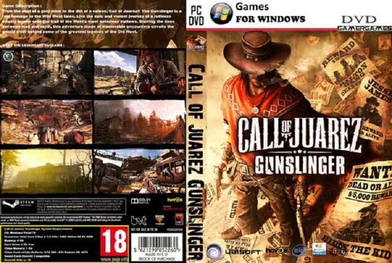 Call of Juarez Gunslinger -PC(Shooting game Full of action and excitement Developed by Techland Published by Ubisoft Story based on bounty hunter Silas Greaves. High quality and realistic graphics complete the objectives Earn experience points Improve your skills Use of dual pistols, shotguns, and r