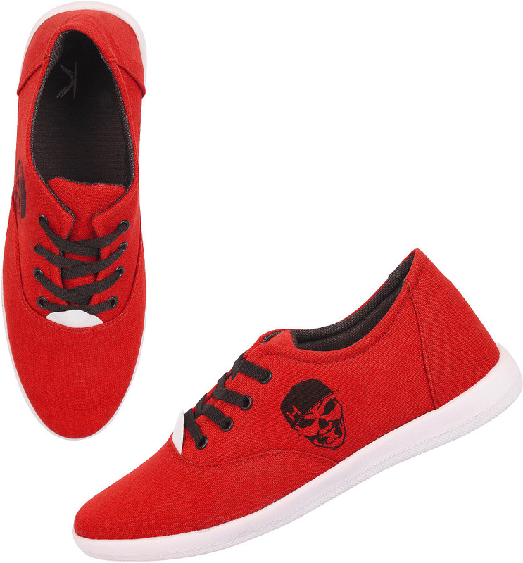 Red colour canvas shoes online