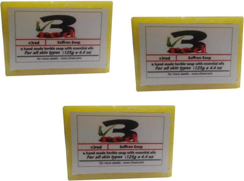 3red Herbal handmade Saffron Soap 3x125g(3 x 125 g)