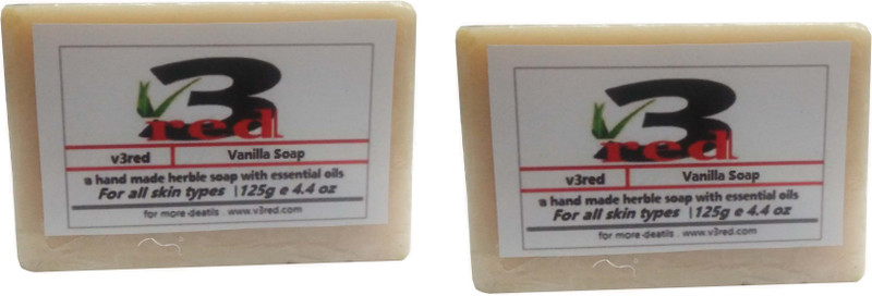 3red Herbal handmade Vanilla Soap 2x125g(2 x 125 g)