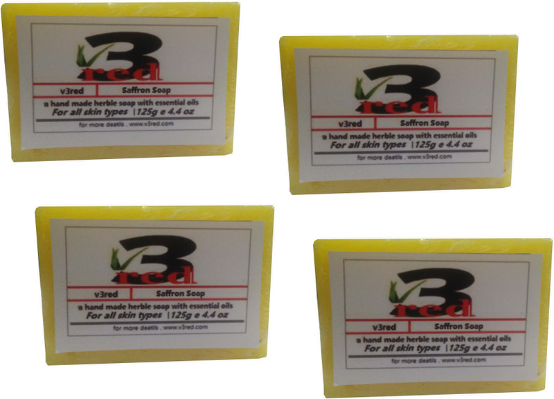 3red Herbal handmade Saffron Soap 4x125g(4 x 125 g)