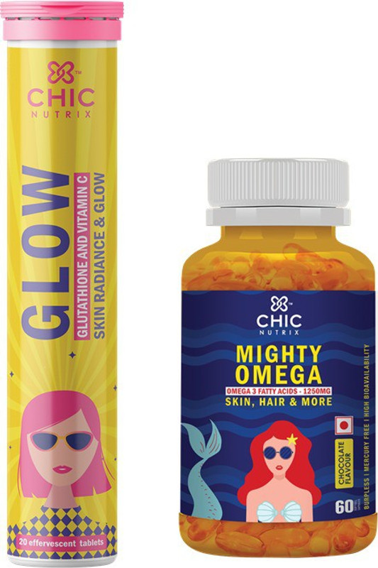 chicnutrix glow glutathione Buy Chicnutrix Skin & Hair Combo - Glow & Bounce (Green Apple) - 20  Effervescent Tablets Each Online