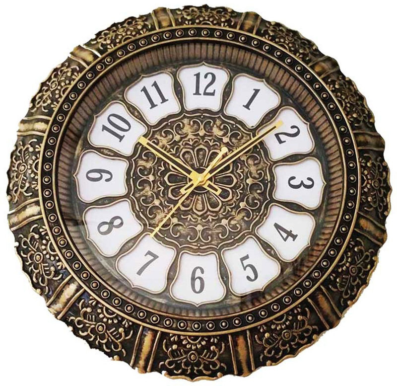 shoppersmall Analog 37 cm X 37 cm Wall Clock(Brown, With Glass)