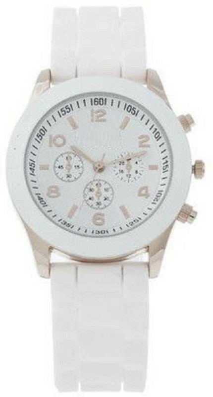 classy jewels Stylish chronograph pattern White Rubber Belt Girls Analog Watch - For Women Analog Watch  - For Men & Women