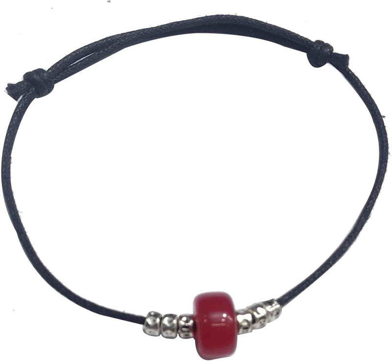 gurjari Gurjari Black Thread Anklet + Acralic Red Bead Cotton Dori Anklet
