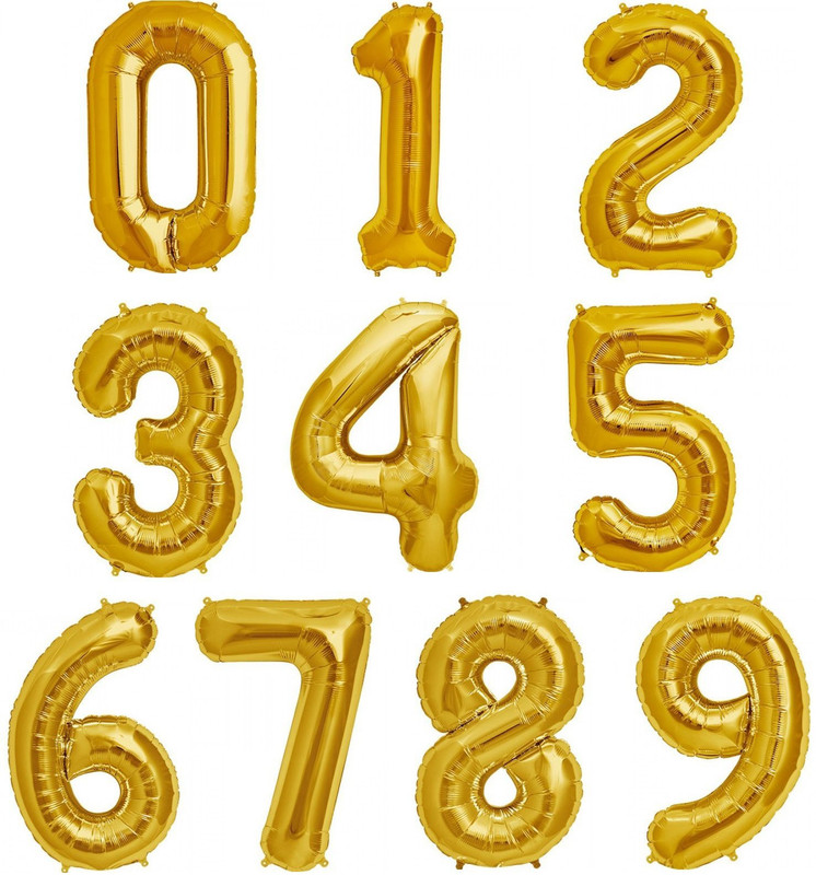 De-TechInn Solid (40.64 CM Size) Numerical Number Nine Digit 0-9 (0,1,2,3,4,5,6,7,8,9) Soild (Golden) Color 3D Foil Balloons For Kids Party Supplies, Birthday, Anniversary Parties Decoration And Celebration Balloon(Gold, Pack of 10)
