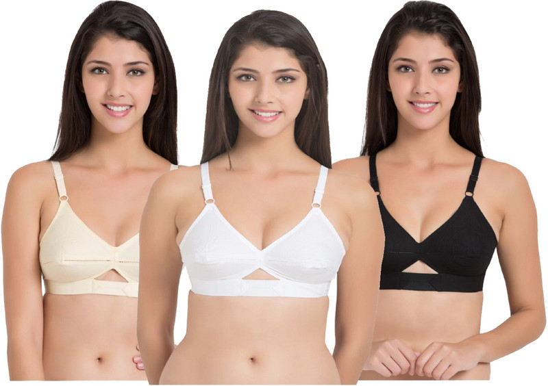 kabua byKabua Beautiful Best Quality Black Cotton Comfortable Fitting Bra Women Full Coverage Non Padded Bra(White)