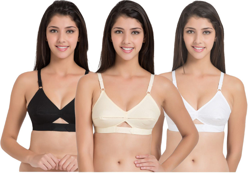 kabua byKabua Beautiful Best Quality Black Cotton Comfortable Fitting Bra Women Full Coverage Non Padded Bra(White)