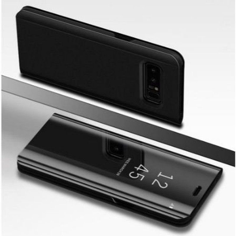 ferry cherry Back Cover for Smart View Semi Clear Mirror Flip with Stand Cover Case for Samsung A8+ (MflipStand A8+ Black)(MflipStand A8+ Black)
