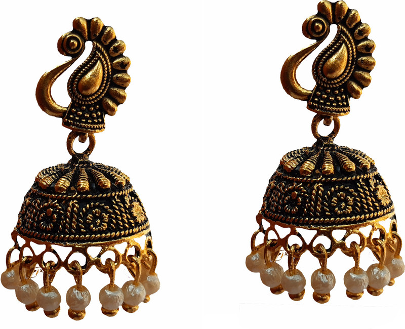 fidai st1-e-ring Pearl Alloy, Silver Jhumki Earring