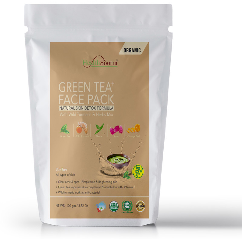 healthsootra Greean Tea Face Pack with Wild Tuemeric & Herbs Mix(100 g)